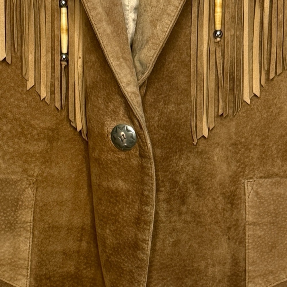 PATRICIA WOLF Suede Fringe Jacket Hand Painted Western Cowgirl Boho Luxe XL - Picture 8 of 14